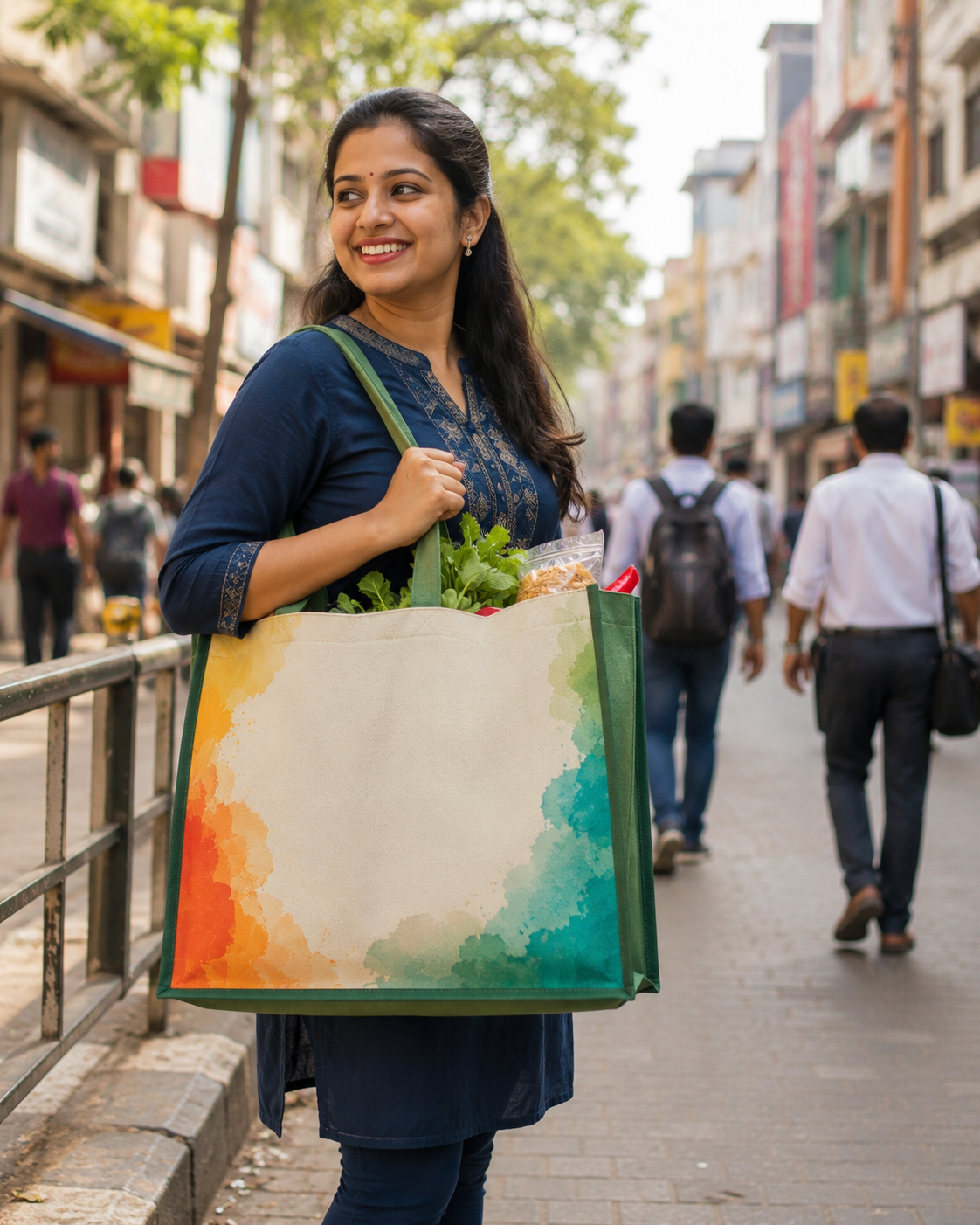Shopping bag functioning as a mobile billboard for brand advertising